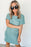 Blue Ribbed Chest Pocket Casual T Shirt Dress