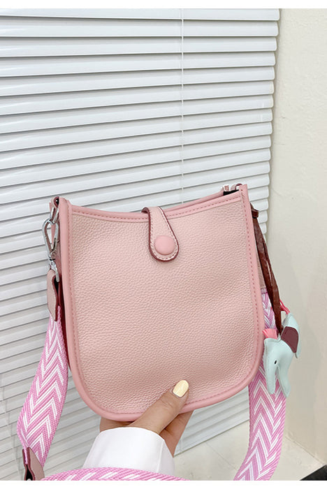 Pink Casual Solid Braid Strap Crossbody Bag