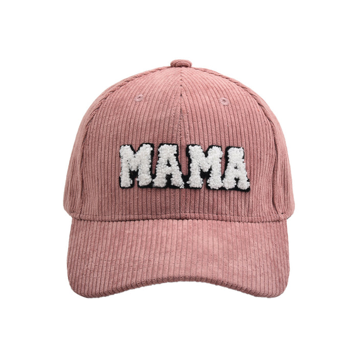 Letter MAMA Embroidered Corduroy Baseball Cap Cap Female Parent-child Style