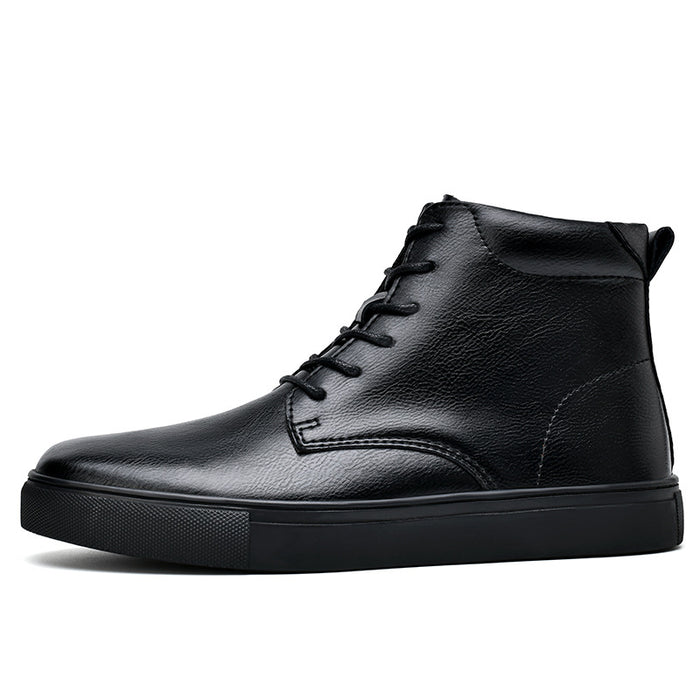 Plus Size High-top Board Shoe Men's Cowhide Casual Flat Martens Boots