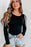 Black Rhinestone Fringed Cold Shoulder Long Sleeve Bodysuit