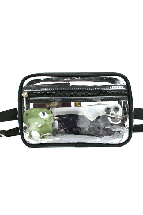 Grey Clear PVC Adjustable Strap Crossbody Bag