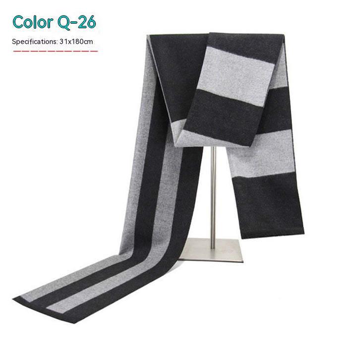 Men's Striped Winter Warm Artificial Cashmere Scarf