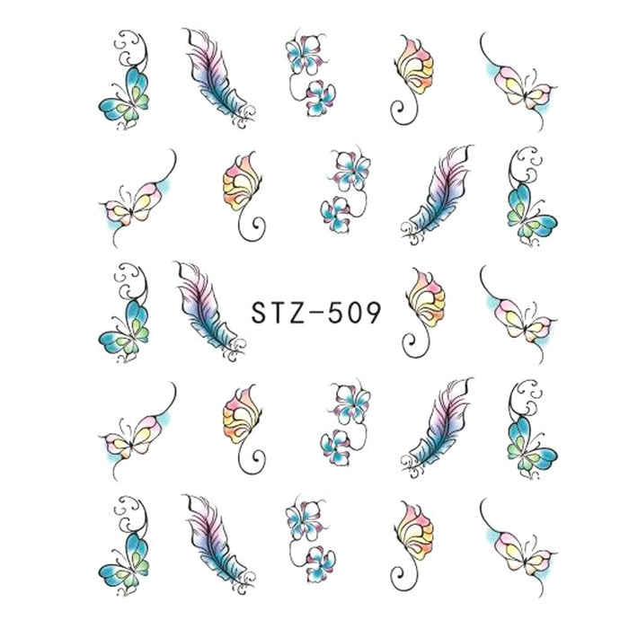 1pcs Nail Sticker Butterfly Flower Water Transfer Decal Sliders for Nail Art Decoration Tattoo Manicure Wraps Tools Tip JISTZ508