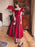 Winter Wine Red Engagement Daily French Princess On The Run Satin Dress