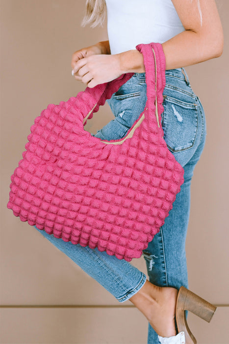 Rose Textured Pleated Bubble Shoulder Bag