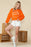 Orange Game Day Lettering Rugby Notched Neck Cropped Sweatshirt