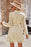 Apricot Textured Wrap V Neck Waist Belted Long Sleeve Dress