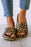 Black Leopard Print Open Toe Thick Flat Slippers