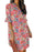 Multicolor Floral Print Split V Neck Half Sleeve Casual Tunic Dress