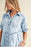 Blue Mineral Washed Ruffled Short Sleeve Pocketed Denim Dress