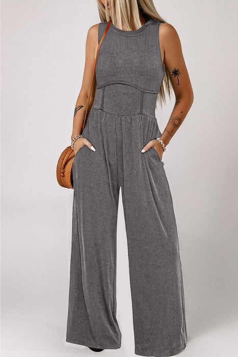 Black Sleeveless High Waist Wide Leg Jumpsuit