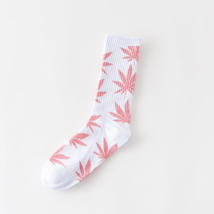 Women's Leaves Are Cotton Middle Tube Socks Thick