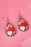 Red Valentines 3 Hearts Insert Water Drop Earrings