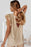 Parchment V Neck Ruffle Shoulder Lace Splicing Backless Blouse