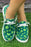 Blackish Green Clover Print Criss Cross Slip On Canvas Shoes