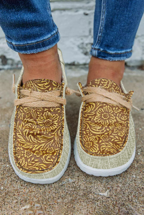 Chestnut Pattern Patchwork Slip-on Shoes