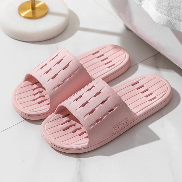 Anti-slip Striped Texture Hollow Design Slippers Women Floor Bathroom House Shoes Summer Indoor Home Slipper Couple