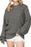 Gray Mock Neck Lantern Sleeve Cable Knit Sweater