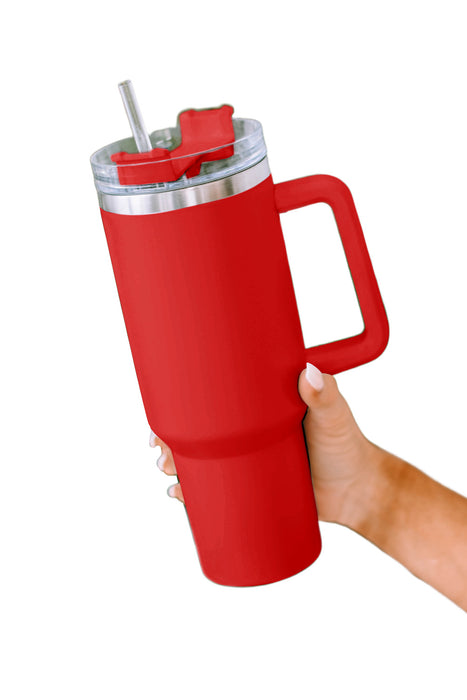 Red 304 Stainless Steel Insulated Tumbler Mug With Straw