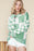 Mint Green Plaid Knitted Drop Shoulder Sweater