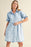 Blue Mineral Washed Ruffled Short Sleeve Pocketed Denim Dress