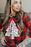 Red Plaid Patch Sleeve Leopard Christmas Graphic Hoodie