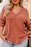 Gold Flame Plus Size Exposed Seam V Neck Long Sleeve Top