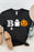 Black Boo Print Casual Halloween Graphic Tee