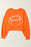 Orange Game Day Lettering Rugby Notched Neck Cropped Sweatshirt