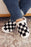 Black Checkered Print Fuzzy Slip On Winter Slippers