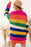 Multicolor Striped Print Button Front Knitted Long Cardigan