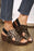 Chestnut Leopard Print Hollow Out Wedge Sandals