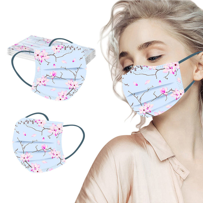 10PCS Disposable Facial Mask Spring Printing Mask