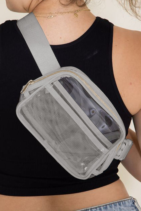 Black Adjustable Straps Zipper Clear Waist Bag