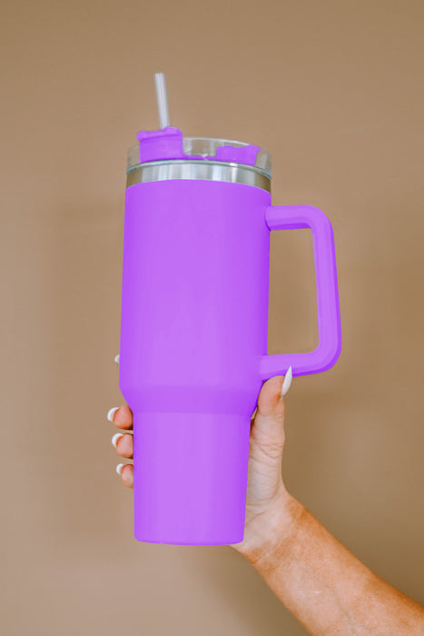 Red 304 Stainless Steel Insulated Tumbler Mug With Straw