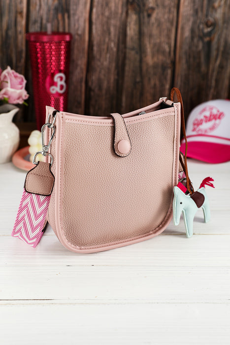 Pink Casual Solid Braid Strap Crossbody Bag