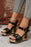 Black Rivet Buckle Closure Wedge Sandals