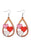 Red Valentines 3 Hearts Insert Water Drop Earrings