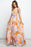 Orange Boho Floral Print Backless Lace-up Halter Maxi Dress