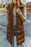 Brown Hooded Pocketed Quilted Long Vest Coat