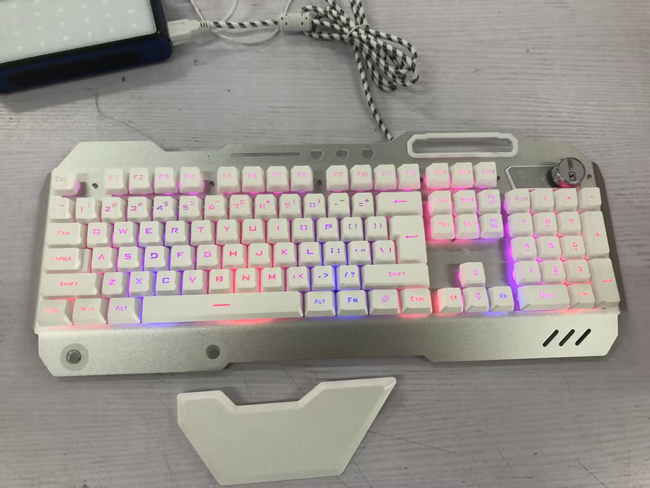 ErgonomicWired Gaming Keyboard with RGB Backlight Phone Holder