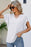 White Casual Plain V Neck Ruffle Sleeve T Shirt