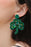 Blackish Green St Patrick Clover Beaded Dropping Earrings