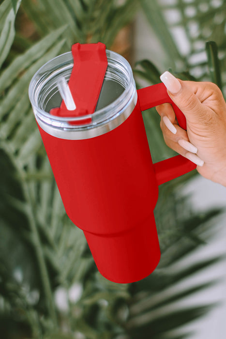 Red 304 Stainless Steel Insulated Tumbler Mug With Straw