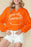 Orange Game Day Lettering Rugby Notched Neck Cropped Sweatshirt