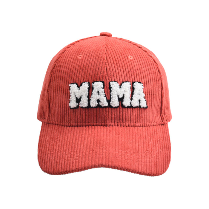 Letter MAMA Embroidered Corduroy Baseball Cap Cap Female Parent-child Style