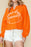 Orange Game Day Lettering Rugby Notched Neck Cropped Sweatshirt