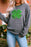 Gray Sequins St Patrick Clover Graphic Corded Sweatshirt