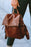 Brown Retro PU Leather Large Capacity Backpack